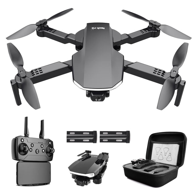 tech rc drone with camera HD 1080P with carrying bag for adults for outdoors RC quadrocopter foldable drone remote controlled 2 batteries 26 min. long flight time WLAN photo live video transmission for beginners