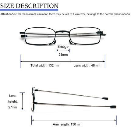 KoKoBin Foldable 2 Pack Reading Glasses Made of Stainless Steel Mini Anti-Blue Vision Aid for Men and Women Reading Aid with Hard Case 2.0