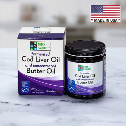 Green Pasture Fermented Cod Liver Oil and Concentrated Butter Oil, 180 ml (Chocolate)