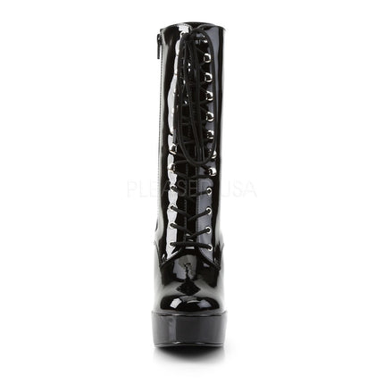Higher Heels PleaserUSA platform ankle boots Electra-1020 patent black. Size 36