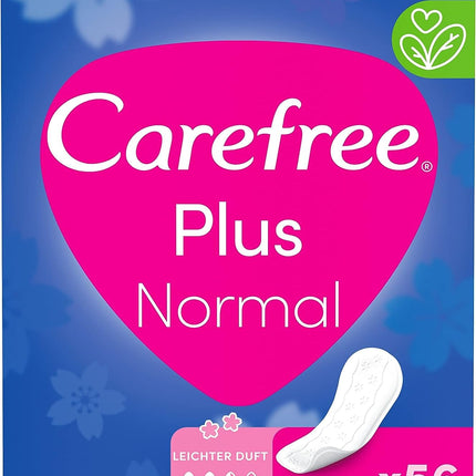 Carefree Panty Liners Plus Normal with Light Fragrance (56 Pack), super absorbent panty liners to lock in fluids instantly, size normal