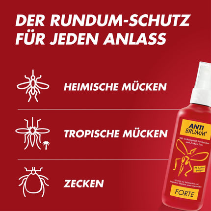 Anti Brumm Forte Travel Bundle, Pump Spray 150 ml + Flight Bag: Insect repellent for effective protection against mosquitoes and ticks, mosquito spray with DEET