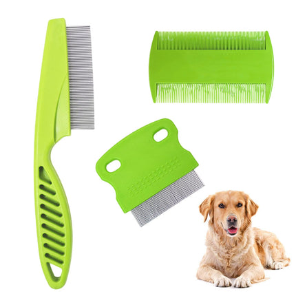 Lice comb, 3 pieces flea comb, lice comb, metal teeth lice comb, plastic double-sided nit comb