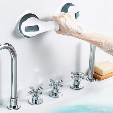 UISEBRT 360° Rotating Shower Stool Height Adjustable Shower Chair Bath Stool Shower Aid Bath Stool Anti-Slip with Suction Cup Grab Bar Bathtub Handle (Chair+Grab Bar)