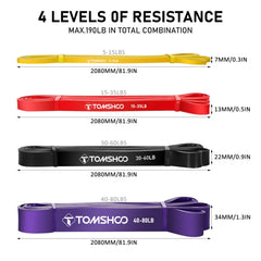 TOMSHOO Resistance Bands Set, Resistance Bands Fitness Bands Pull-Up Band Training Band with Door Anchor, Storage Bag, Multiple Resistance Levels, for Strength Training, Stretching