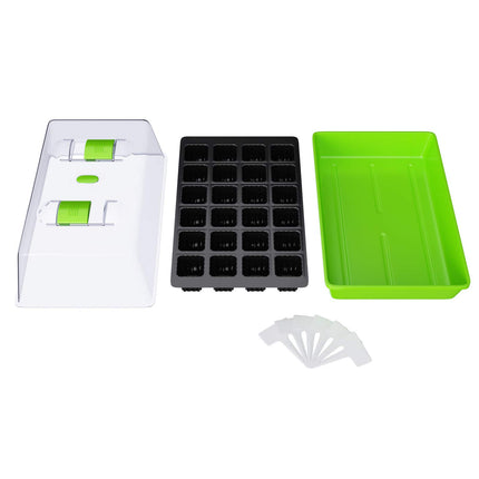 WELLGRO Grow Tray - Indoor Greenhouse with Ventilated Cover and Plant Labels - 1, 2, or 4 Pieces - 38 x 24 x 19 cm, Quantity: 1 Piece