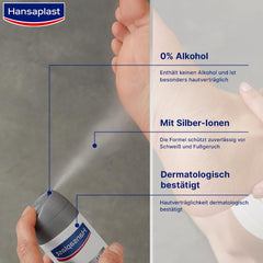 Hansaplast Silver Active Foot Spray (150 ml), foot deodorant anti-perspirant with 72-hour protection against foot odor and sweat, active complex with silver ions