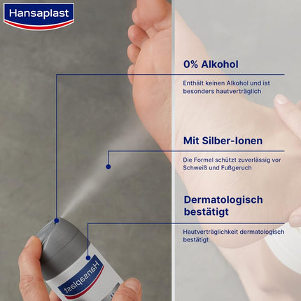 Hansaplast Silver Active Foot Spray (150 ml), foot deodorant anti-perspirant with 72-hour protection against foot odor and sweat, active complex with silver ions