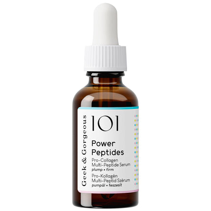 Geek &amp; Gorgeous Power Peptides Serum – Highly effective anti-aging serum with multi-peptides – Firms skin, reduces wrinkles &amp; improves elasticity – Promotes collagen production – 30 ml