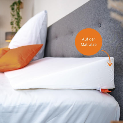 sleepling wedge pillow, reflux pillow for bed and sofa, mattress wedge for adults, bed raiser, 45 x 90 x 15 cm, including cover washable up to 60 degrees, Ökotex 100, Made in EU