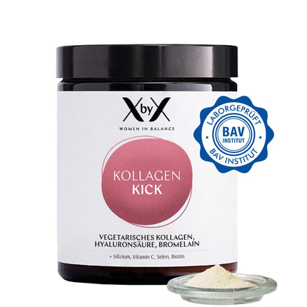 XbyX Collagen Kick 90 g | 45 servings | Vegetarian premium collagen powder from eggshell membrane for skin, hair, bones, muscles, nails, and joints | Type 1, 5, and 10 collagen | From Germany
