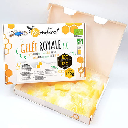 BEENATUREL | Organic Royal Jelly 120 g | Box of 120 capsules of 1 gram each | 4-month program | 100% natural and organically grown