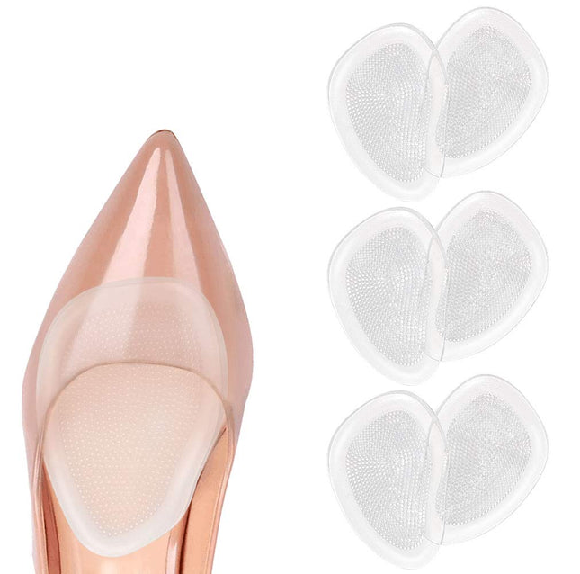 URAQT Foot Cushion Pads, 3 Pairs Silicone Pads Forefoot Gel Cushion Forefoot Shoe Insoles Anti-slip for Gel Cushion Forefoot Heel Protection High Heels Shoe Pads, Insoles Forefoot, Ball Cushion