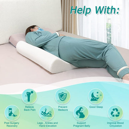 Mybow Decubitus Wedge Pillow for Bedsores, Positioning Wedges, Medical Pillows for Side Sleeping, Pressure Ulcers, Inclined Foam Wedge for Post-Surgery, Bedridden Elderly (White)
