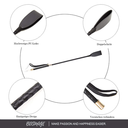 BDSMAGE 2-Piece BDSM Set, 1 Piece 11.8-Inch Leather Riding Crop † 1 Piece Long Soft Feather Tickler, Sexy Toy Role Play Flirting Game, Spanking Paddle for Adults, Sex Games for Couples