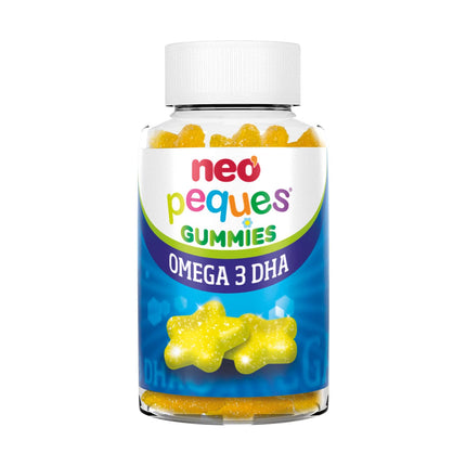 NEO PEQUES Peques | Omega 3 and DHA Gummies for Children | Lemon Flavor | 30 Units | Promotes Memory | Gummies with Choline and B Vitamins | For Children 3 Years and Older