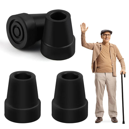 Pack of 4 crutch rubber, 19mm walking stick rubber buffers, non-slip rubber tips, replacement walking stick rubber tips for crutches, walking sticks, trekking poles, senior walking stick accessories