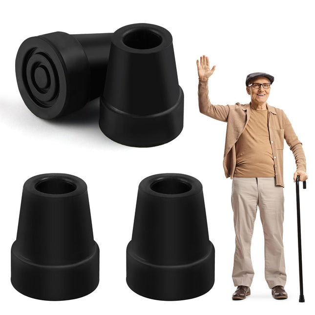 Pack of 4 crutch rubber, 19mm walking stick rubber buffers, non-slip rubber tips, replacement walking stick rubber tips for crutches, walking sticks, trekking poles, senior walking stick accessories