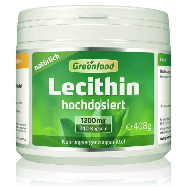 Lecithin, 1200 mg, 240 capsules, high dosage - NO artificial additives. Non-GMO. Softgel capsules.