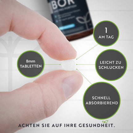 Boron - 4mg Pure Boron per tablet - 400 tablets - 13-month supply - Laboratory tested - No unwanted additives - High dosage - Vegan-friendly - Manufactured by Nutravita