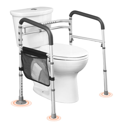 VEVOR Toilet Safety Railing Standing Aid Toilet 136 kg Toilet Seat with Non-Slip Handles, Toilet Handrails with Reinforced Aluminum Alloy Tube, for Pregnant Injured