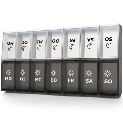 Pill box 7 days morning evening large, pill box 14 days evening XL large dispenser medication large pill box medication box 7 days for vitamins, dietary supplements and medications