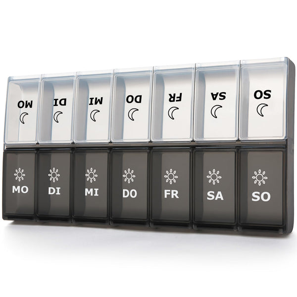 Pill box 7 days morning evening large, pill box 14 days evening XL large dispenser medication large pill box medication box 7 days for vitamins, dietary supplements and medications