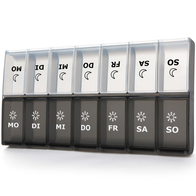 Pill box 7 days morning evening large, pill box 14 days evening XL large dispenser medication large pill box medication box 7 days for vitamins, dietary supplements and medications