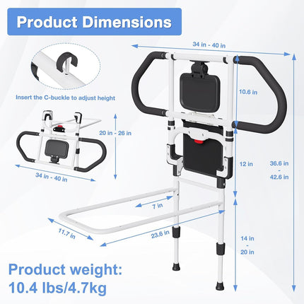 CozyGoo Bed Riser with Sensor Light &amp; Height Adjustment, Ergonomic Bed Rail for Seniors, Extendable Fall Protection with Folding Function, Stable and Safe for All Bed Sizes