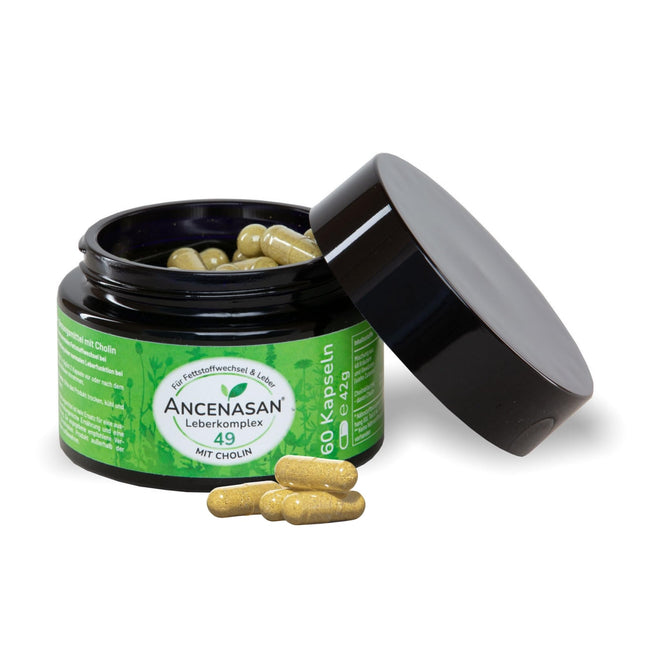 ANCENASAN Liver Complex Premium 60 Capsules - Traditional blend of 49 selected bitter herbs &amp; spices with choline - Vegan, Gluten-free, Made in Germany
