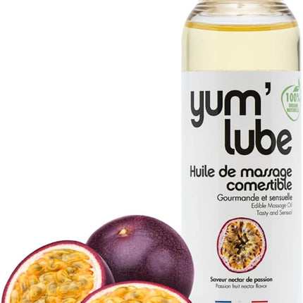 Yum'Lube | Sex &amp; erotic massage oil for massage &amp; intimate | Body oil with passion fruit | Massage oil intimate suitable as sex oil | Massage oil for intimate areas &amp; massage oil sex intimate area