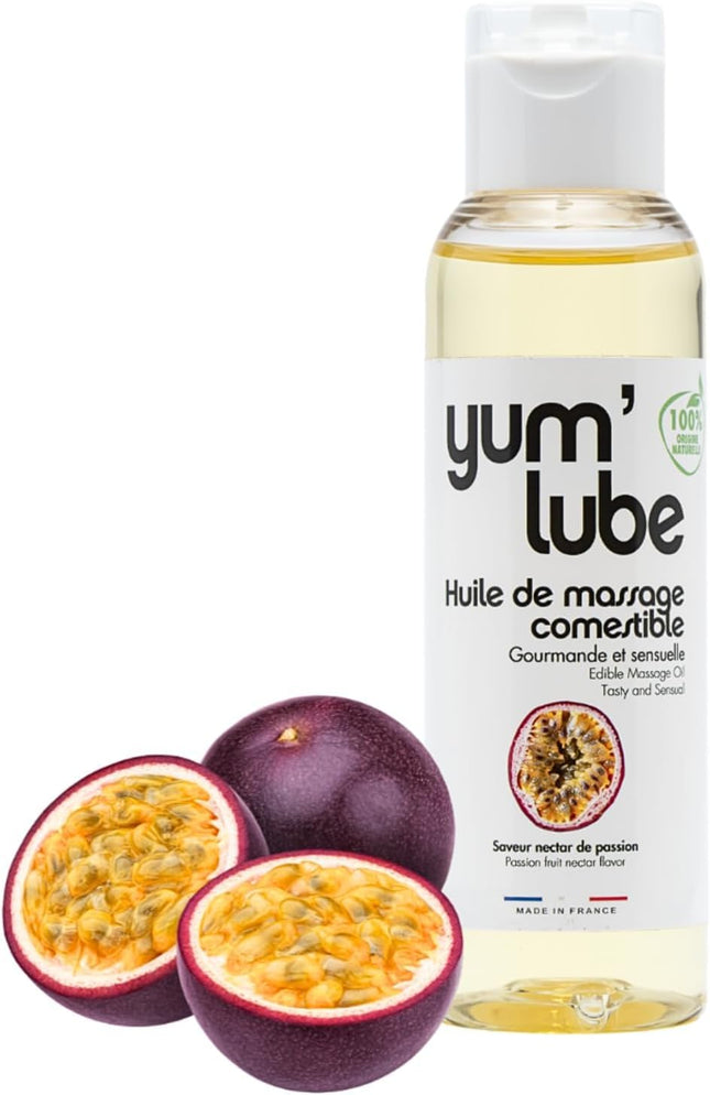 Yum'Lube | Sex &amp; erotic massage oil for massage &amp; intimate | Body oil with passion fruit | Massage oil intimate suitable as sex oil | Massage oil for intimate areas &amp; massage oil sex intimate area
