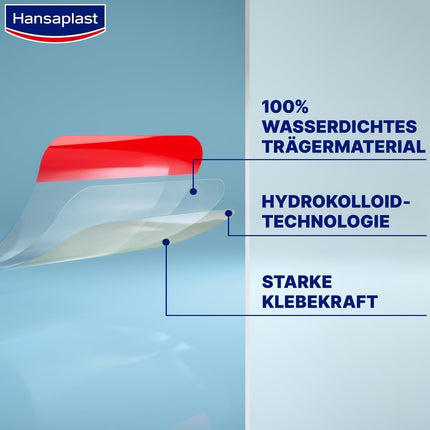 Hansaplast Plaster Second Skin Protection Regular (6 Strips), thin and flexible hydrocolloid plaster with healing capsule technology, waterproof wound plaster with extra strong hold for at least 72 hours