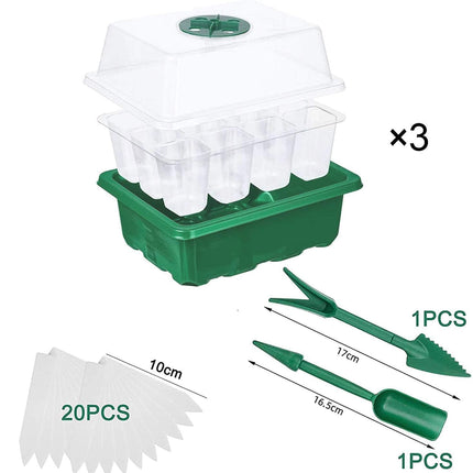 Meanju indoor greenhouse cultivation box, 3 pieces 36 cells mini greenhouses cultivation, cultivation trays cultivation set, cultivation trays seedling with lid, plastic cultivation trays for farm and courtyard
