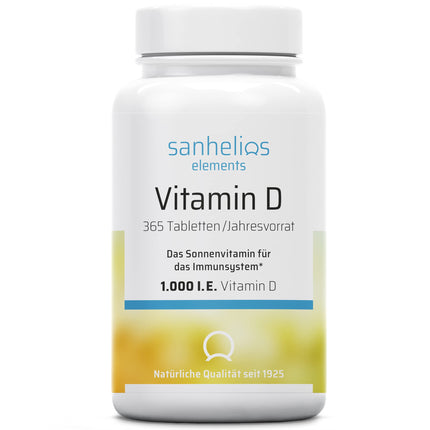 Sanhelios Sunshine Vitamin D - 1000 IU Vitamin D3 - Supports bones, teeth, muscles, and the immune system* - 365 microtablets - Only premium ingredients - Made and tested in Germany