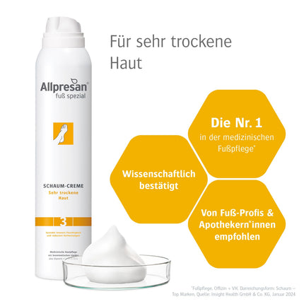 Allpresan Foot Special No. 3 Original Foam Cream – For the daily care of very dry feet, vegan, 200 ml