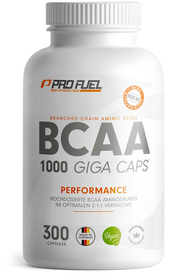 BCAA 1000 Giga Capsules - high dose with 8000mg BCAA - 300x BCAA capsules with 1000mg BCAA each in an optimal 2:1:1 ratio - essential amino acids leucine, isoleucine &amp; valine - laboratory tested, 100% vegan