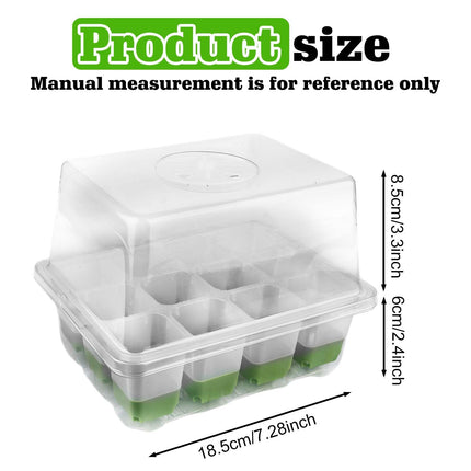 Leikurvo Indoor Greenhouse Seedling Box, Reusable Seedling Tray with 12 Planting Holes and Raised Lid Mini Greenhouse Seedling Trays for Plants, Herbs, Flowers, Vegetables and Fruits