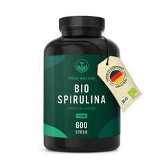 Organic Spirulina Tablets – 600 Tablets (500 mg) – 4,000 mg High Dose – Organic Algae from Certified Organic Farming – Vegan – TRUE NATURE®