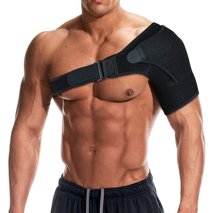 Shoulder support with pressure pad for men and women, adjustable shoulder support for torn rotator cuff, tendonitis, dislocation, fits right or left shoulder