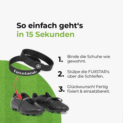 FUXSTAR - The Shoelace Fixing Band™ for football boots, shoelace holder against untidy loops, known from professional football camps, made from sustainable rPET (3 pairs)