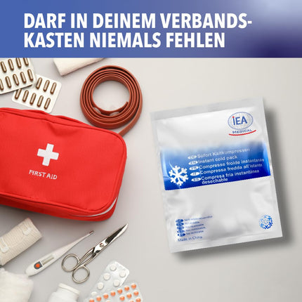 IEA Medical Instant Cold Compress (15.3 x 12.7 cm) 10 Pack | Disposable ice packs for bruises, insect bites, and other injuries | Easy-to-use cooling pads | Versatile, white