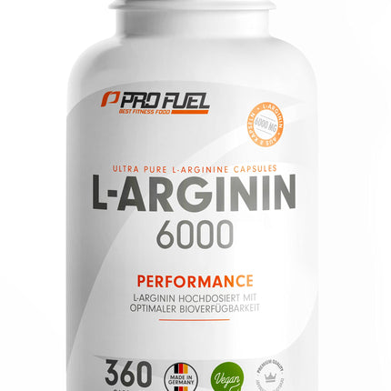 L-Arginine 360 ​​vegan capsules - with 6000 mg of plant-based L-arginine from fermentation (of which 6000 mg is pure L-arginine) per daily dose - No additives - laboratory-tested with certificate - vegan