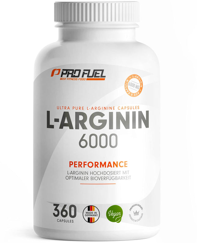 L-Arginine 360 ​​vegan capsules - with 6000 mg of plant-based L-arginine from fermentation (of which 6000 mg is pure L-arginine) per daily dose - No additives - laboratory-tested with certificate - vegan