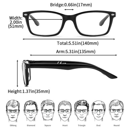 Suertree Reading Glasses Spring Hinge 3 Pack Vision Aid Eyewear Glasses Reading Aid for Women Men 2.0X BM151
