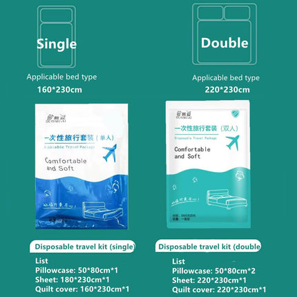 Disposable Twin XL Size Bed Sheets, Disposable Travel Sheets for Hotels with Duvet Cover and Pillowcase, Travel Bedding, Disposable Bed Sheets, No Need to Wash Bed Sheets