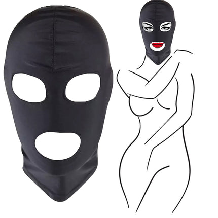 BDSM mask by FOPS 100% spandex SM mask S/M for slaves &amp; role plays stretchable up to 58 cm eyes &amp; mouth free breathable &amp; comfortable perfect for hot control &amp; stimulation games black FOPS B23-1