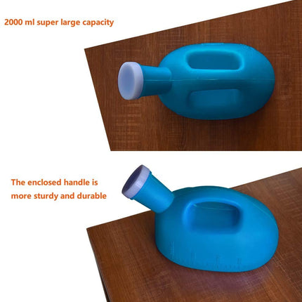 Urinal bottle for men, urinal for men, splash-proof with lid, urinals for hospital, outdoor, car, camping, blue -2000ml