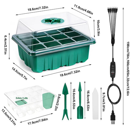 CLIUNT Indoor Greenhouse Propagator, 5 Pack Mini Greenhouse Propagator, Greenhouse Propagator Tray, with Higher Lid, Timer, Tools and Paper Labels, for Seedling Plant Germination