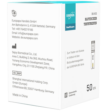 EUROPAPA® Blood Glucose Test Strips 100 PCS for Blood Glucose Level Control, Diabetic Test Strips for Diabetes and Glucose Monitoring, Test Strips Applicable EUROPAPA BG Series Blood Glucose Meter